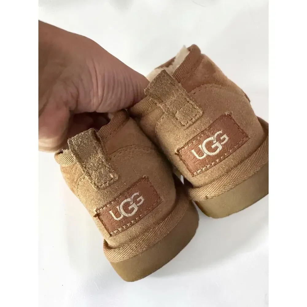 UGG Classic Ultra Mini Toddler Boots Chestnut Suede Size 12